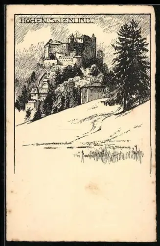 AK Hohensalzburg, Ansicht mit Umgebung