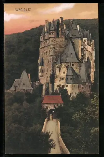 AK Burg Eltz, Ansicht mit Brücke