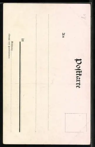 Künstler-AK St. Goar, Blick zur Ruine Rheinfels