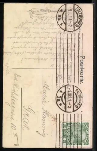 AK Salzburg, Festung Hohensalzburg, Leute auf der Strasse