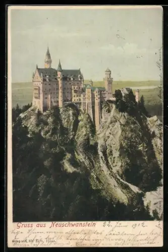 AK Burg Neuschwanstein, Ansicht aus der Vogelschau