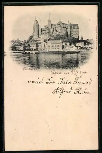 AK Meissen, Albrechtsburg vom Wasser aus