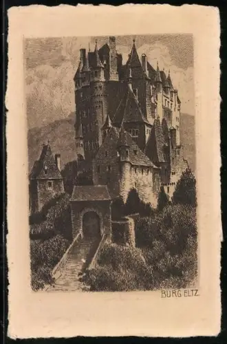 AK Burg Eltz mit Brücke u. Portal