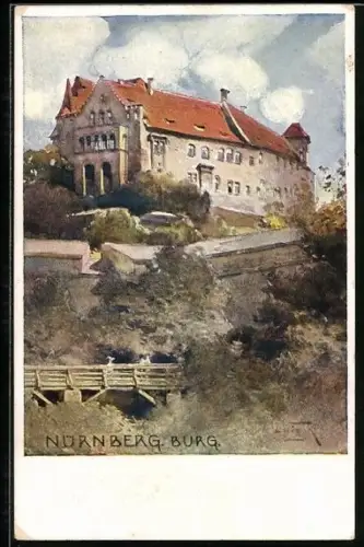 AK Nürnberg, Burg mit Brücke