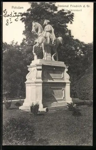 AK Potsdam, Denkmal Friedrich d.Gr. in Sanssouci