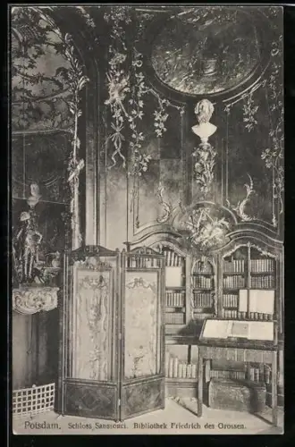 AK Potsdam, Schloss Sanssouci, Bibliothek Friedrichs des Grossen