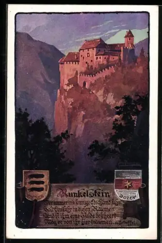 AK Burg Runkelstein im Abendrot, Wappen