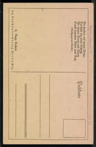 Künstler-AK Cochem, Blick zur Burg mit Umgebung