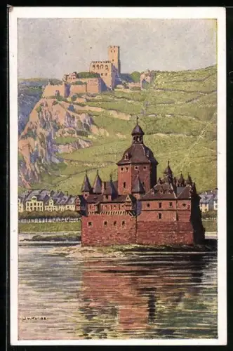 AK Caub, Burg Caub mit Burg Gutenfels