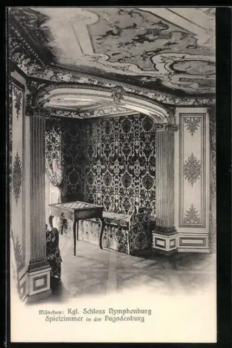 AK München, Schloss Nymphenburg, Spielzimmer in der Pagodenburg