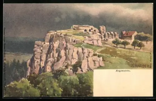 Künstler-AK Regenstein, Blick auf Burg Regenstein