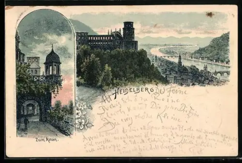 Lithographie Heidelberg, Zum Altan, Festung