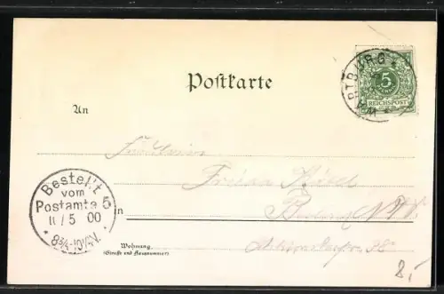 Lithographie Wartburg, Blick auf die Burg von Osten, Eingang und Elisabeth-Brunnen