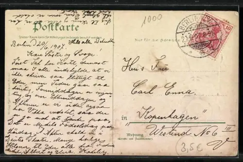 Präge-Lithographie Berlin, Königliches Schloss, Denkmal, Reichsflagge und Profil Kaiser Wilhelms II.