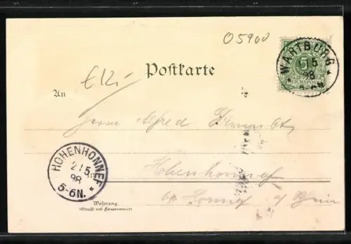 Lithographie Wartburg, Ansicht der Burg und Umgebung, Hofraum und Landgrafenhaus