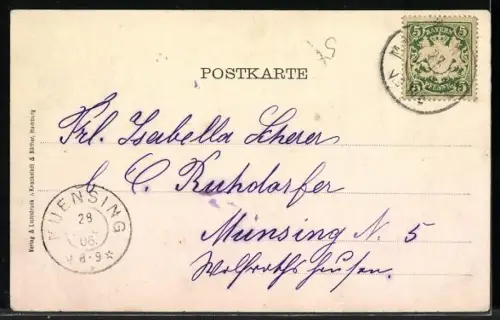 AK München, Schloss Nymphenburg, Kleeblatt-Passepartout