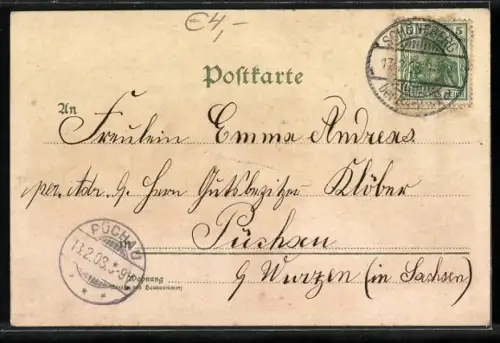 Lithographie Berlin, Königliches Schloss, Kaiser Wilhelm-Brücke