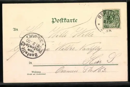 Lithographie Berlin, Königliches Schloss, Kurfürsten-Brücke und Denkmal