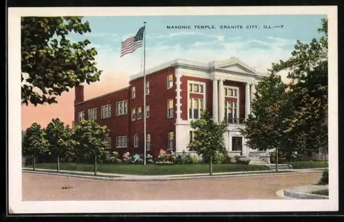 AK Granitce City, IL, Masonic Temple, Freimaurer