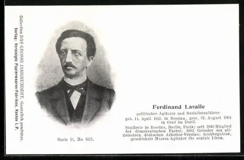 AK Ferdinand Lasalle, politischer Agitator und Sozialistenführer