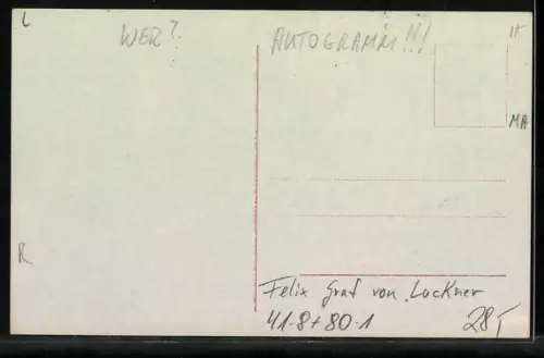 AK Felix Graf von Luckner in Uniform mit seiner Frau, Autograph