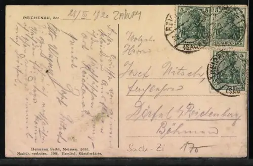 AK Reichenau i. Sa, Partie beim Hotel Phönix