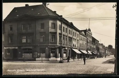 AK Neusalz /Oder, Restaurant und Cafe von Paul P., Hansa Cafe in der Breslauer Strasse