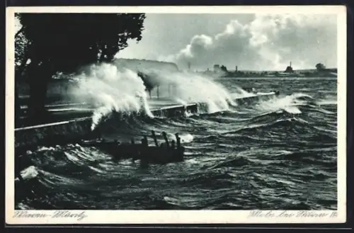 AK Waren, Hafenpartie bei Sturm