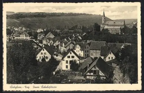 AK Bietigheim /Enz, Innere Bahnhofstrasse mit Kirche