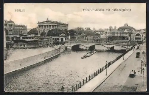 AK Berlin, Circus Busch, Burgstrasse, mit Friedrichsbrücke und Nationalgalerie