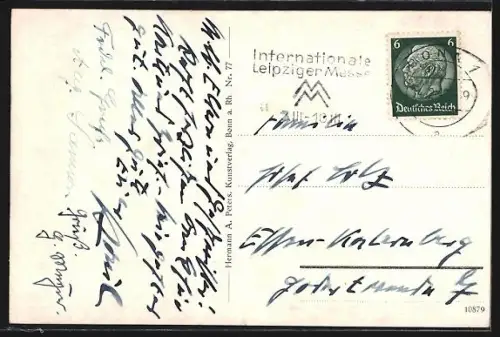 AK Bonn am Rhein, Rheinbrücke mit Booten