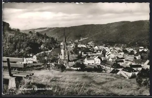 AK Gemünd /Eifel, Blick auf den Luftkurort mit Kirche