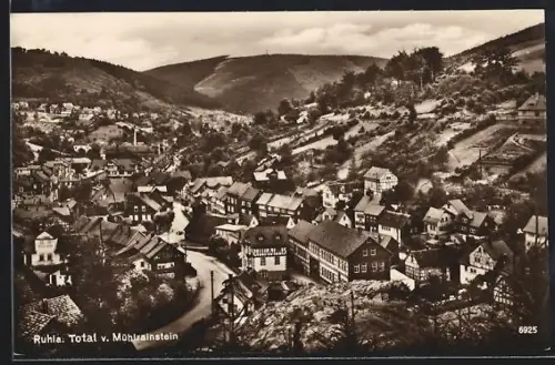 AK Ruhla, Totalansicht des Ortes vom Mühlrainstein