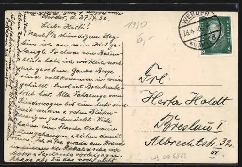 AK Werder a. H., Panorama zur Baumblüte von der Bismarckhöhe