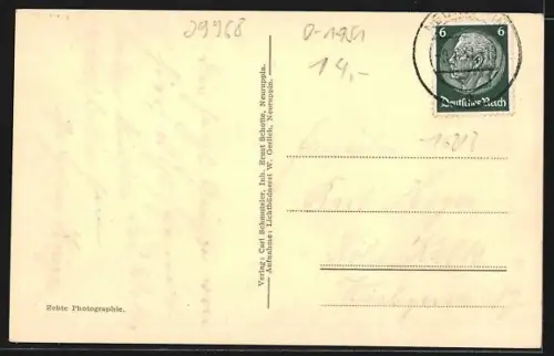 AK Binenwalde, Blick zum Ort am Kalksee