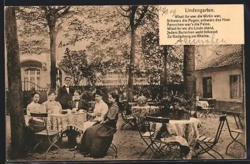 AK Bad Godesberg, Lindengarten, Gasthof zum Godesberg, Geschw. Schumacher