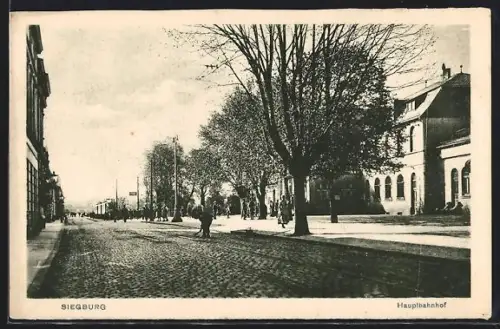 AK Siegburg, Hauptbahnhof mit Strasse