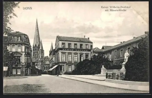 AK Bonn, Kaiser Wilhelm-Denkmal, Münsterkirche