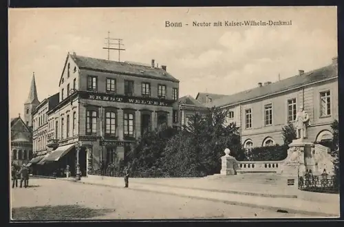 AK Bonn, Neutor, Kaiser-Wilhelm-Denkmal, Geschäftshaus Ernst Welter, Kirche