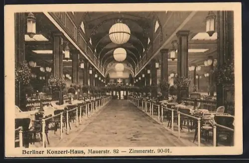 AK Berlin, Gaststätte Konzert-Haus, Mauer- u. Zimmerstrasse, Innenansicht
