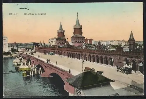 AK Berlin-Friedrichshain, Oberbaum-Brücke
