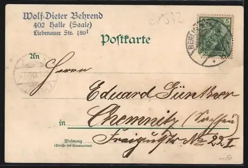 Lithographie Berlin, Neues Abgeordnetenhaus, Prinz-Albrecht-Strasse