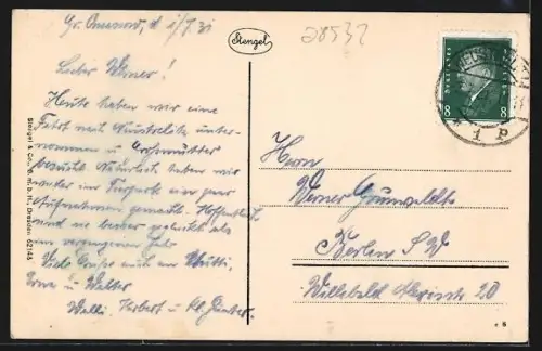 AK Neustrelitz, Blick auf das Schloss mit Strassenpartie