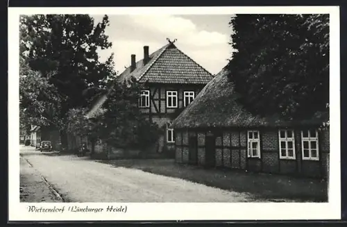 AK Wietzendorf /Lüneburger Heide, Strassenpartie mit Fachwerkgebäuden