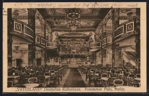 AK Berlin-Tiergarten, Café Vaterland am Potsdamer Platz, Innenansicht