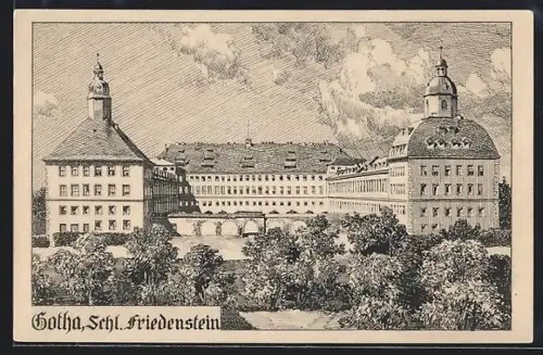 AK Gotha, Blick auf Schloss Friedenstein