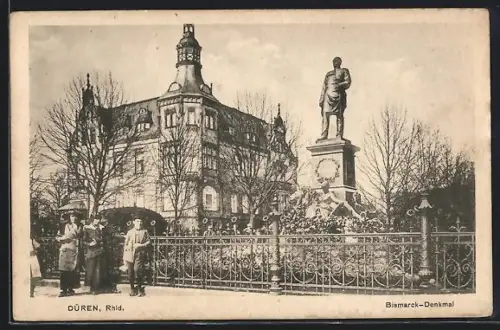 AK Düren /Rhld., Bismarck-Denkmal und Turmgebäude