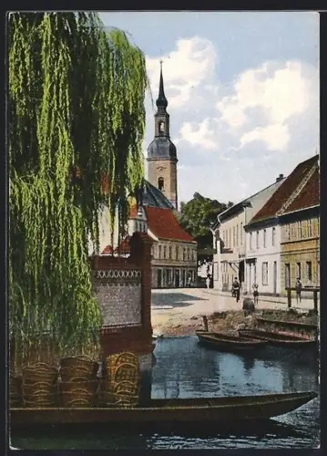 AK Lübbenau im Spreewald, Blick auf die Kirche