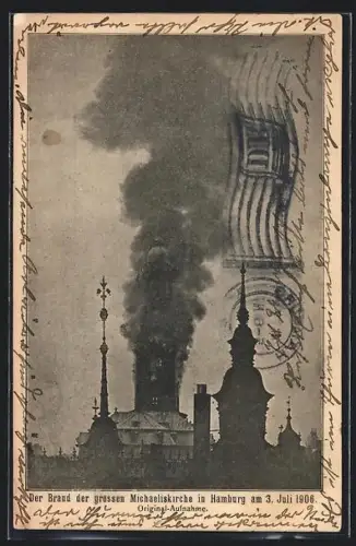 AK Hamburg-Neustadt, Brand der Michaeliskirche am 3. Juli 1906