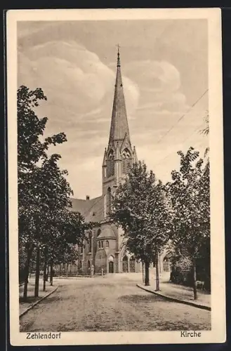 AK Berlin-Zehlendorf, Blick zur Kirche